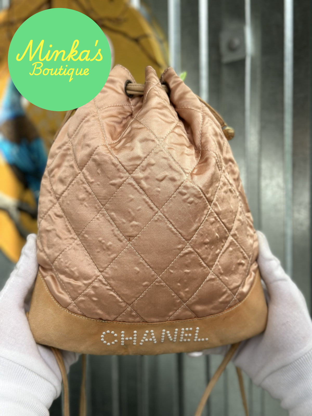 Chanel Satin Quilted Drawstring Backpack