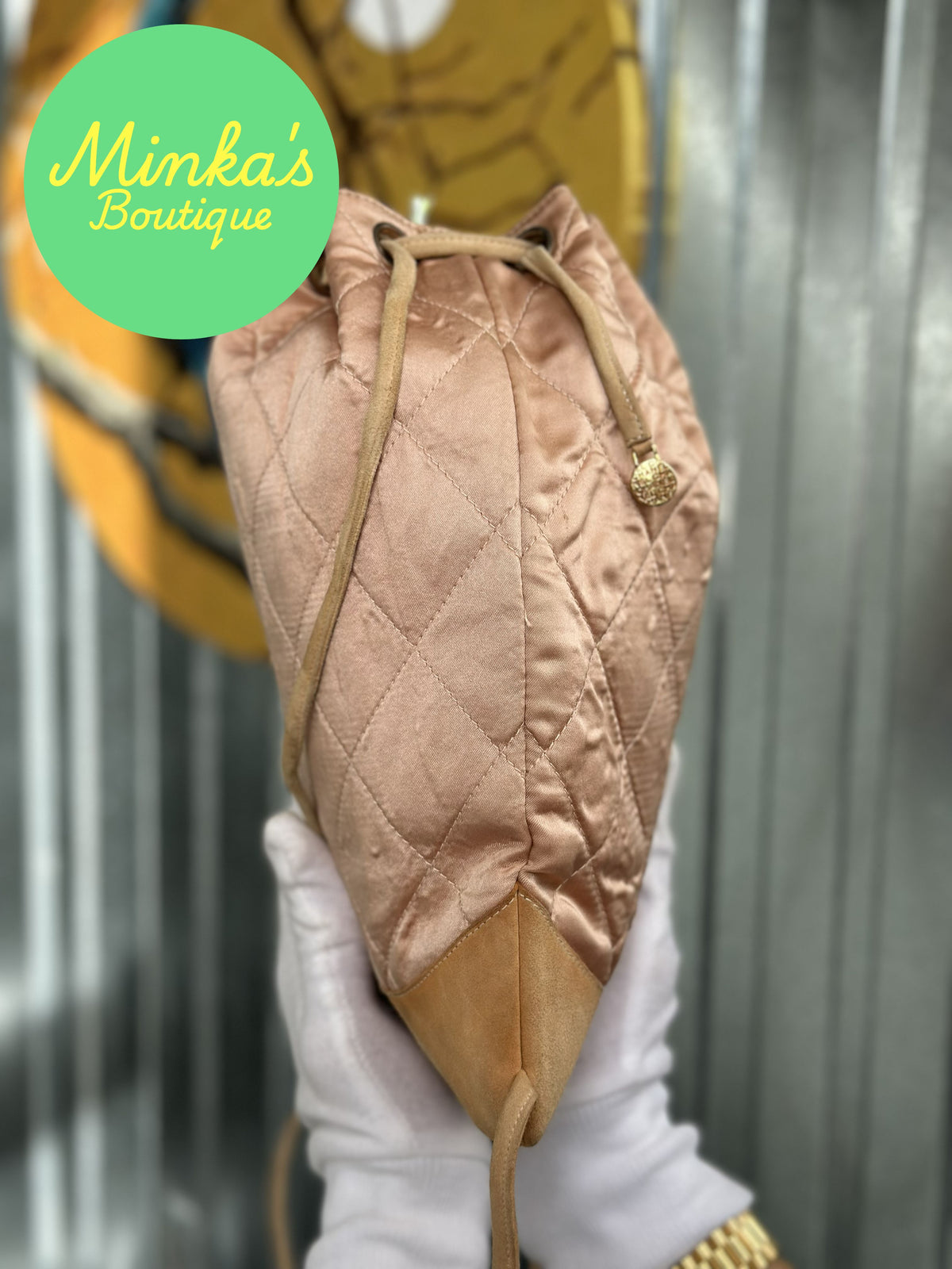 Chanel Satin Quilted Drawstring Backpack