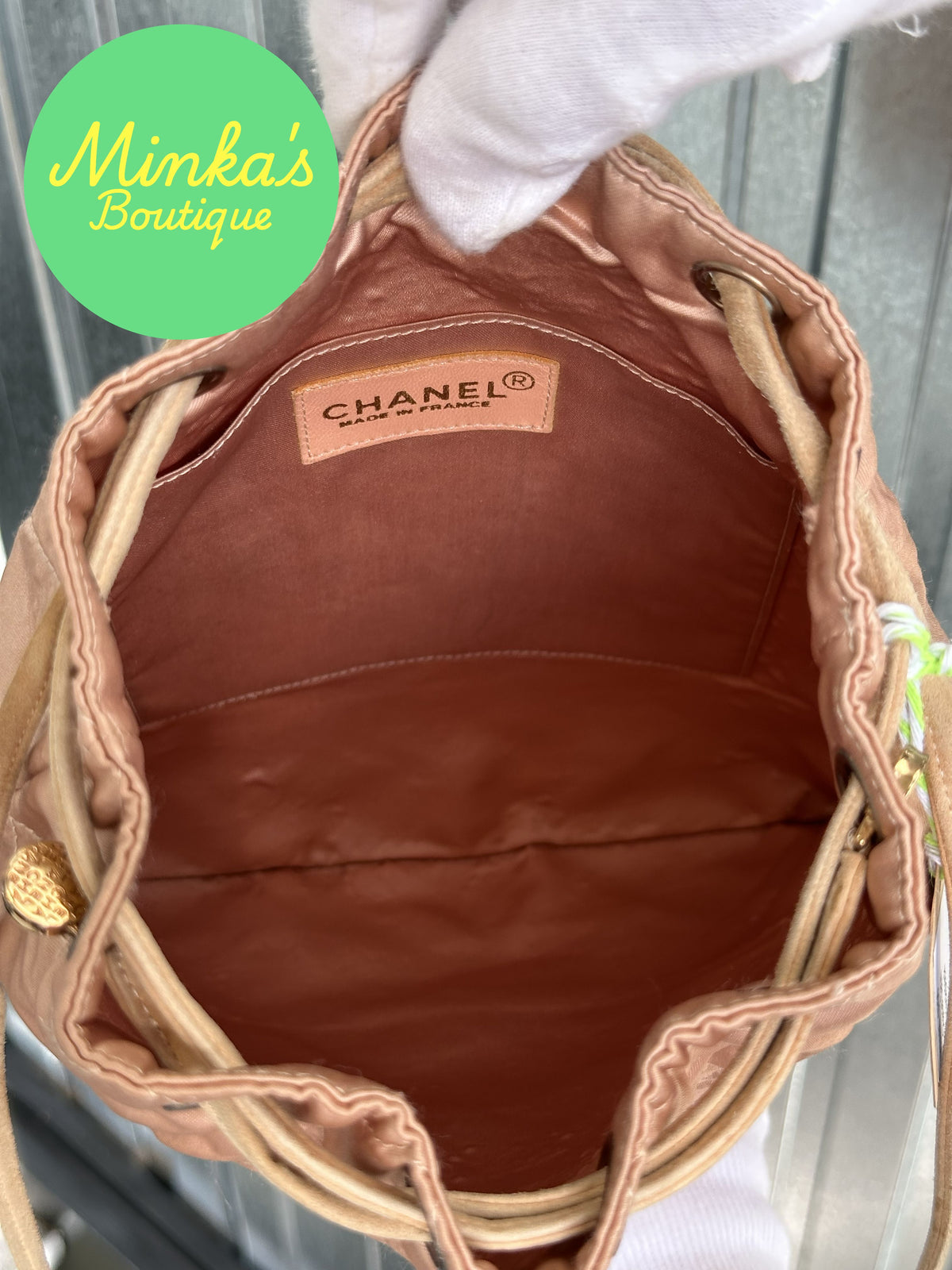 Chanel Satin Quilted Drawstring Backpack
