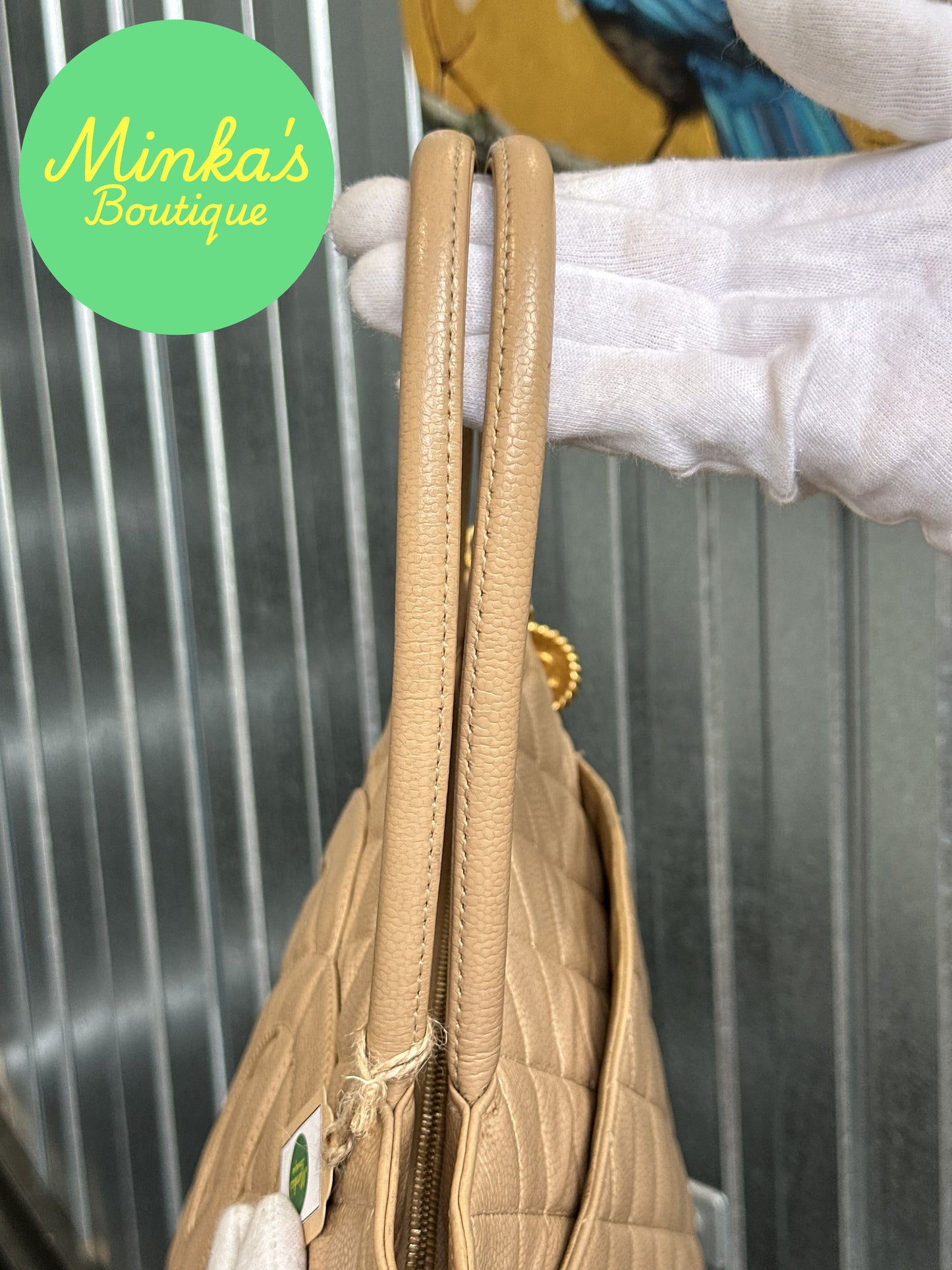 Chanel Beige Caviar Medallion Tote