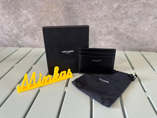 SAINT LAURENT PARIS Card Holder in Black Smooth Leather - Full Set