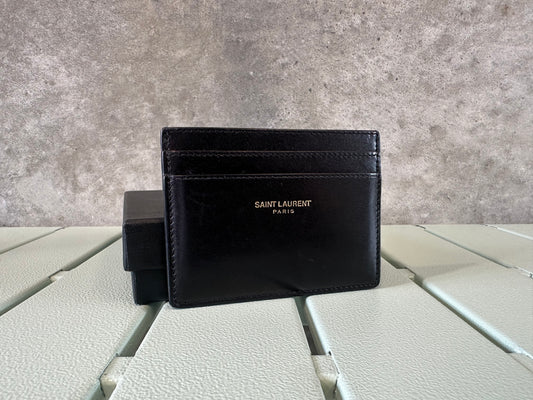 SAINT LAURENT PARIS Card Holder in Black Smooth Leather - Full Set