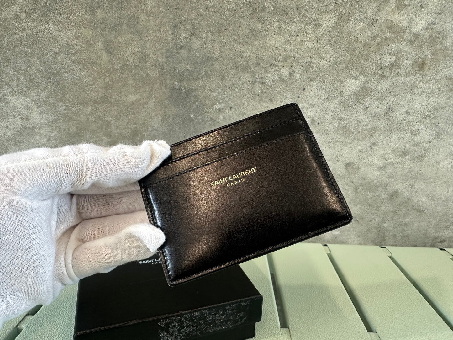 SAINT LAURENT PARIS Card Holder in Black Smooth Leather - Full Set