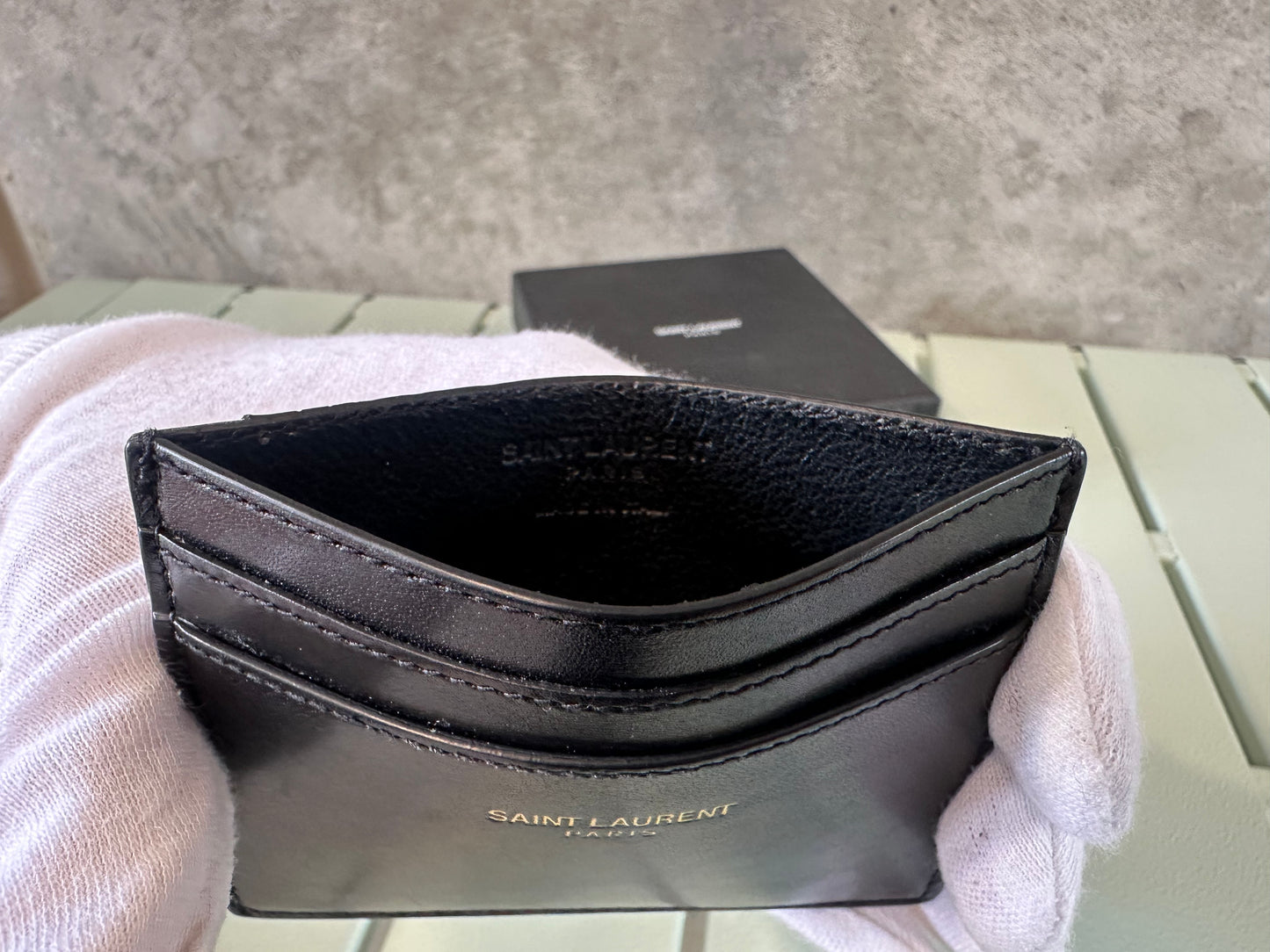 SAINT LAURENT PARIS Card Holder in Black Smooth Leather - Full Set
