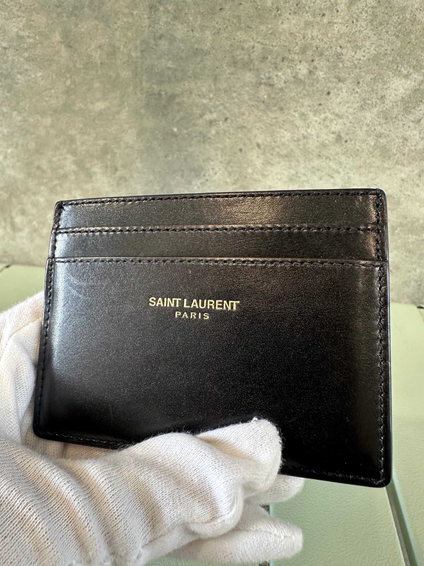 SAINT LAURENT PARIS Card Holder in Black Smooth Leather - Full Set