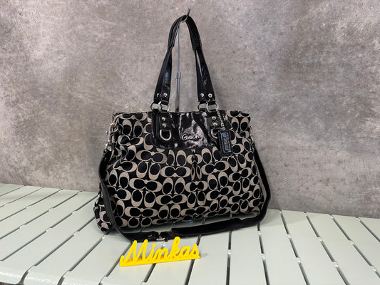 Coach Signature Stripe Carryall Tote Bag